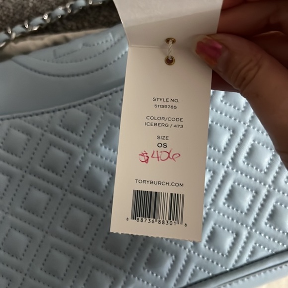 SOLD- Authentic brand new with tag Tory Burch blue Fleming chain shoulder bag - Picture 6 of 9